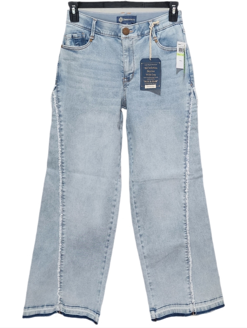 Democracy Wide Leg Jeans Diagonal Fray Panel Released Hem Skyrise Ab Solution 4